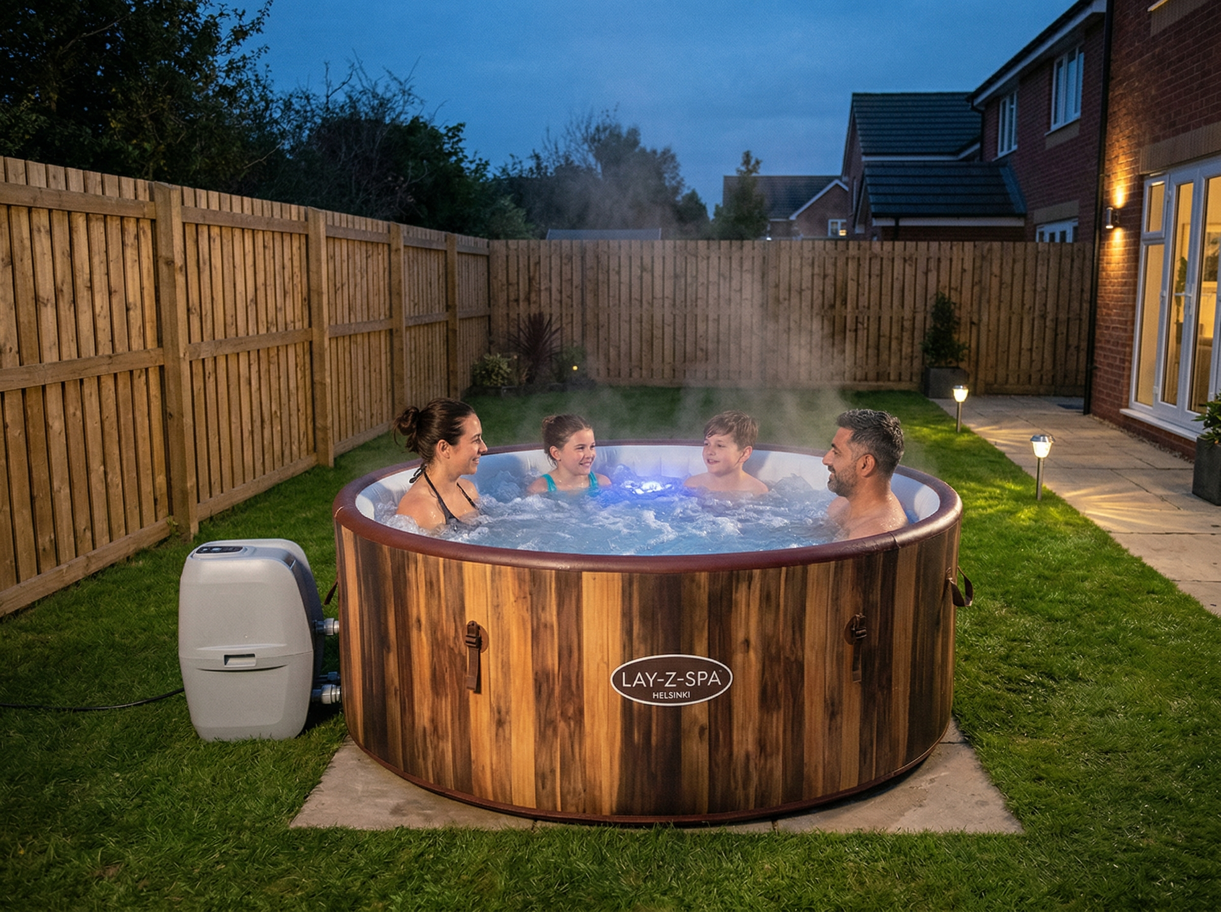 Garden setup at dusk